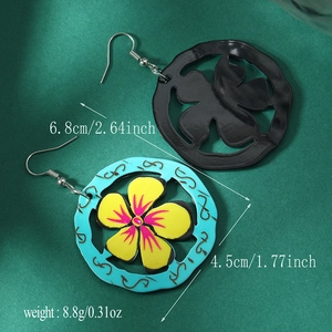 Detailed size specifications for bohemian painted floral acrylic drop earrings