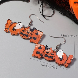 Halloween BOO Ohrringe mit Geist und Kürbis Motiven inklusive Maßangaben