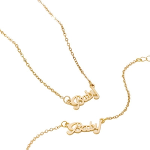 Elegant gold baby letter pendant necklace and bracelet set for women fashion