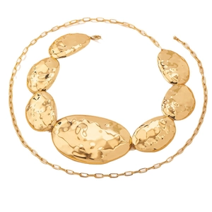 Irregular chunky gold geometric waist chain with hammered metal texture for women