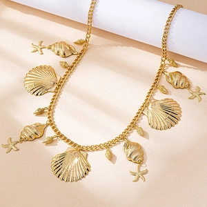 Gold ocean theme waist chain featuring shell and starfish charms for summer beach holidays