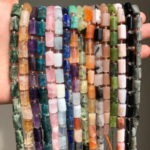 Handcrafted natural Lapis Lazuli and Moonstone cylinder beads with metallic spacers