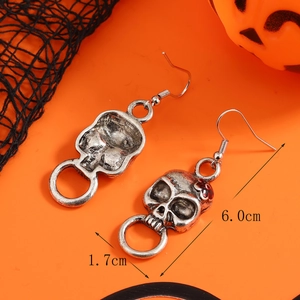 Gothic schedel oorbellen met roos in antiek zilver voor Halloween sieraden accessoires