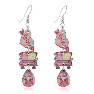 Boucles d'oreilles cœur et voiture rose avec inscription love et motifs enveloppe fleur