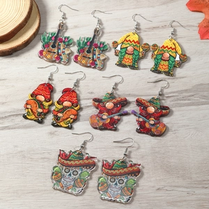 Lot de 5 paires de boucles d'oreilles mexicaines en acrylique avec nains et guitares
