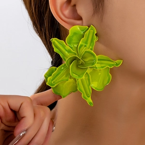 Übertriebene Große Blume Ohrringe Legierung Statement Ohrringe Mit Edelstahl Ohrringpfosten Bunter Floraler Schmuck Für Damen