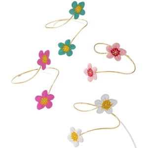 Florale spiraalvormige ringenset in goud met kleurrijke emaille bloemaccenten