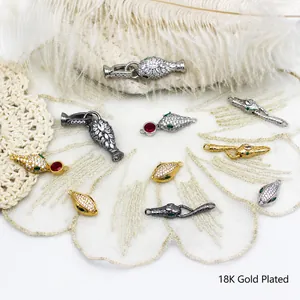 Schlangenkopf Schmuck Verbindungsverschluss 18K Vergoldet Kupfer Strass Schlangen Design Für Halskette Armband Schmuckzubehör
