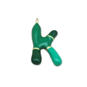 Pendentif lettre K en émail vert avec anneaux dorés pour colliers bijoux DIY
