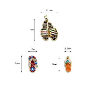 Chic sandal pendants set with colorful zircon and enamel details for jewelry making