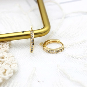 DIY 18K gold plated hoop earrings with micro-paved zircons and hanging loop