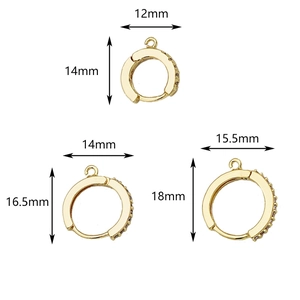 DIY jewelry 18K gold plated hoop earrings with micro-paved rhinestones in three sizes