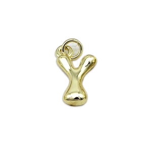 3D bubble letter Y pendant in polished gold finish for DIY necklace and jewelry making