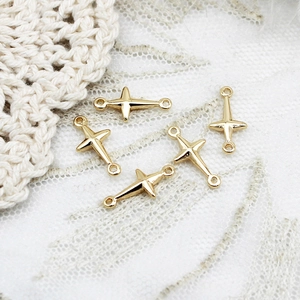 18k gold plated sun cross jewelry connectors for DIY necklaces and bracelets