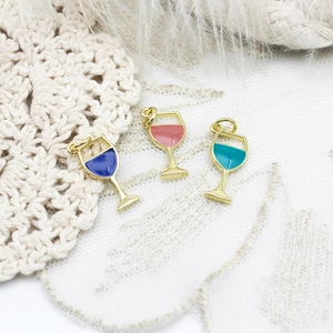 18K gold-plated wine glass pendant charms for DIY jewelry making in various colors
