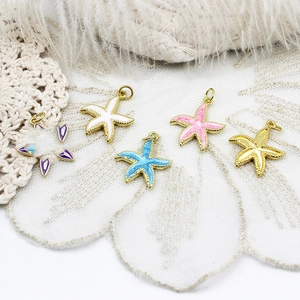 Colorful starfish enamel charms set for DIY jewelry making with gold-plated finish