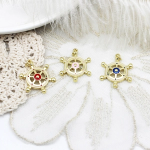 Marine nautical ship wheel pendants with enamel finish for DIY jewelry and bracelets