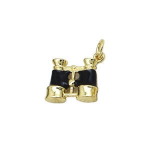 Golden telescope pendant with black enamel details for ocean series DIY jewelry making
