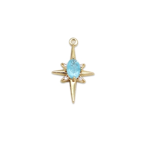18K vergoldeter Sternanhänger mit blauem Stein und Zirkonia für DIY Schmuck