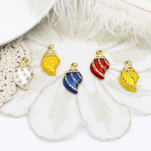 Vibrant enamel seashell charms with crystals for DIY jewelry making and ocean necklaces