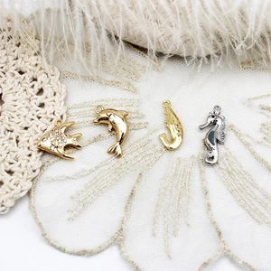 Marine series micro-paved jellyfish and seashell pendants for DIY necklace jewelry