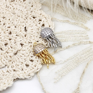 Micro-paved jellyfish pendants in gold and silver finish for jewelry making