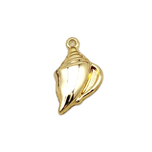 Polished gold conch shell pendant with micro-inlaid details for DIY jewelry making