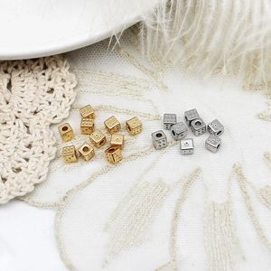 Perles de dés plaquées or 18 carats et argent pour la fabrication de bijoux DIY