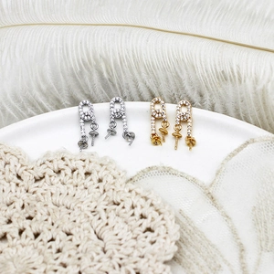 Kupfer 18K Vergoldet Mikro Strass Sonnenblume Hufeisen Kette Ohrring DIY Zubehör Mit 925 Sterlingsilber Ohrstecker-Stift