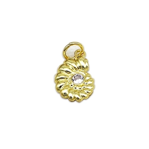 Golden nautilus shell pendant with sparkling zircon stone for DIY jewelry necklace