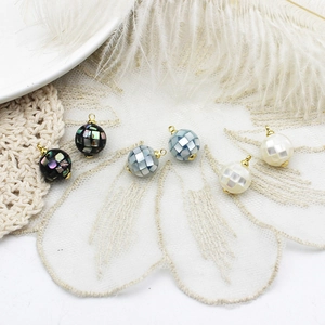 Natural Abalone Shell Mother Of Artificial Pearl Geometric Pendants 18K Gold Plated Brass Heart Star DIY Jewelry Pendant Only Without Chain