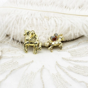 DIY Copper 18K Gold Plated Rocking Horse Unicorn Pendants Animal Enamel Rhinestone Charms For Necklace Bracelet Jewelry Making