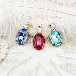 18K gold plated oval pendant necklaces with blue and rose pink zircon gemstone