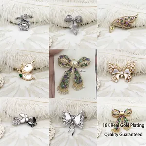 Luxury Butterfly Bowknot Brooch For Women Gold Plated Copper Mother Of Artificial Pearl Zirconia Pin For Wedding Banquet Fashion Jewelry