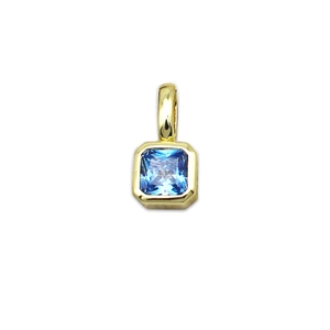 18K gold-plated copper pendant with square blue gemstone for DIY jewelry making