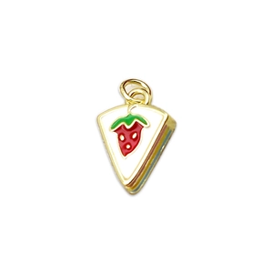 3D colorful layered cake charm with red strawberry pattern for DIY jewelry making