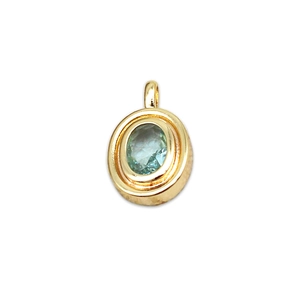 Pendentif ovale en cuivre plaqué or 18K avec pierre bleu clair pour création de bijoux