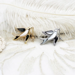 Broches hirondelle exquises en or et argent avec nacre et zircons pour bijoux DIY