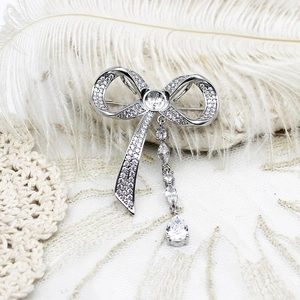 18K Gold Plated Copper Gourd Bow Knot Brooch Pendant DIY Jewelry Accessories Rhinestone Artificial Pearl Mother Of Pearl Finding