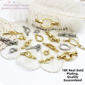 Connettore per Chiusura in Rame Placcato Oro Real 18K Con Strass Perla Artificiale per Collana Bracciale Gioielli Fai da Te