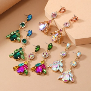 Vintage Alloy Crystal Gemstone Dangle Earrings For Women Luxury Rhinestone Exaggerated Teardrop Earrings Jewelry For Party