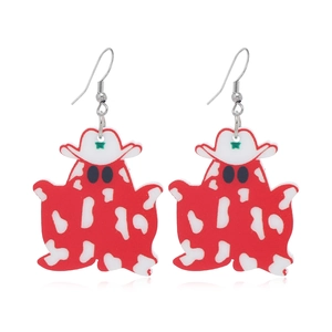 Orecchini a fantasma cowboy per Halloween con motivo a mucca rossa e cappello