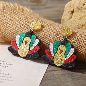Orecchini a forma di tacchino in acrilico glitterato per il Ringraziamento, design festivo unico