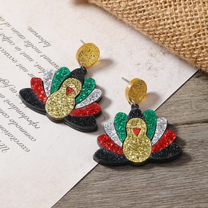 Orecchini a perno a forma di tacchino in acrilico con glitter colorati per il Ringraziamento