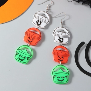 Pendientes de Halloween con cubos de calabaza de acrílico en colores brillantes