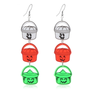Pendientes de Halloween de acrílico con calabazas coloridas y caras de terror