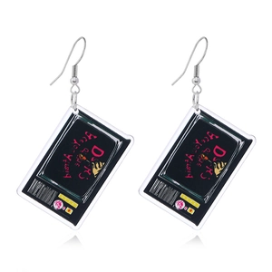 Halloween Gothic Ouija acrylic drop earrings with pink and yellow artistic prints