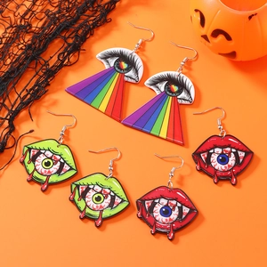 Boucles d'Oreilles Halloween Nouveauté Bouche Globe Oculaire Effrayant Pour Femmes Acrylique Goutte de Sang Bijoux Fête