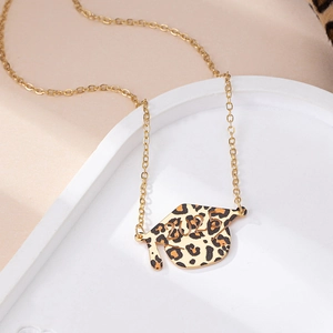 Golden 2025 graduation cap necklace with leopard print inlay and thin chain