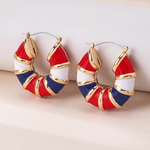Fashion Emaille Driekleur Geometrische Creolen Voor Dames Retro Legering Vergulde Ronde Cirkel Oorbellen Party Sieraden Cadeau